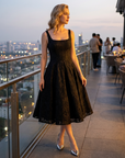 Exklusives Jacquard-Trägerkleid für Damen – Elegantes A-Linien-Camisole mit hoher Taille, mittellanges Festkleid