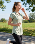 Women's Loose Fit Hooded Quick-Dry Sports T-Shirt - Short Sleeve Active Top