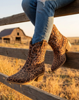 Women's Short Western Cowboy Boots – Suede Pointed Toe Thick Heel Slip-On