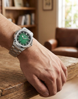 Men's Quartz Watch – Waterproof 3ATM Steel Strap with Luminous Dial, Calendar & 24-Hour Display