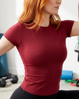Women's Round Neck Slim Fit Sports Top – Moisture-Wicking Activewear