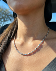 Women's Geometric Ingot Chain Necklace – Silver Plated Retro Style