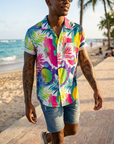 Men's Floral Print Short Sleeve Shirt – Loose Fit Summer Style