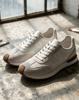 Women's First Layer Cowhide White Sneakers - Lace-Up, Flat
