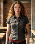 Women's Classic Slim Fit Short Sleeve Shirt – Button-Down Collar