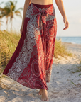 Damen Strandrock aus 100 % Viskose – wandelbarer A-Linien-Wickelrock mit Blumenmuster und hoher Taille, leichtem Urlaubsstil und vielseitigen Tragemöglichkeiten