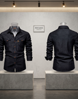 Men's Slim Fit Denim Workwear Shirt - Long Sleeve Button-Up
