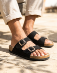 Men's Microfiber Leather Sandals – Ergonomic Arch Support Slip-On