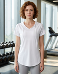 Women's Loose Fit Hooded Quick-Dry Sports T-Shirt - Short Sleeve Active Top