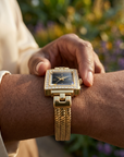 Women's Square Quartz Watch – Retro Alloy Bracelet Wristwatch