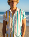 Herren-Strandhemd mit Blumenmuster – leichtes kurzärmeliges Hemd im Hawaii-Stil mit Knopfleiste, atmungsaktivem Stoff und lockerer Passform für Sommerurlaubskleidung