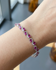 Women's Natural Garnet Sterling Silver Adjustable Bracelet