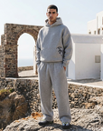 Men's CD Print Hoodie & Sweatpants Set – Retro Streetwear Two-Piece
