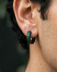 Men's Geometric Square Hoop Zircon Pair of Earrings