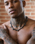 Men's Black Zircon Tennis Chain Necklace with Panther Pendant