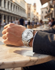 Automatische wasserdichte leuchtende Herren-Armbanduhr – ultradünne 40,5 mm Edelstahl Business Analog Armbanduhr mit 24-Stunden-Anzeige