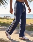 Men's Casual Wide-Leg Trousers — Fleece-Lined Drawstring Pants