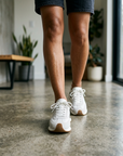 Women's First Layer Cowhide White Sneakers - Lace-Up, Flat