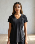 Women's Loose Fit Hooded Quick-Dry Sports T-Shirt - Short Sleeve Active Top