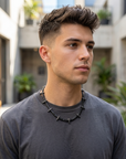 Men's Black Zircon Tennis Chain Necklace with Panther Pendant