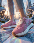 Women's Leather Platform Sneakers – Cross-Strap Thick Sole, 3-5cm Heel