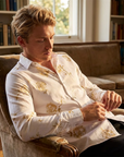 Herren 3D-Hemd mit Blumenmuster – Stretch-Slim-Fit Urban Hemd mit Revers