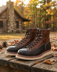 Herren Echtleder High-Top Martin Boots – Britischer Stil Schnürstiefel Runde Kappe Kampf- und Arbeitsstiefel