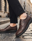 Men’s Height-Increasing Leather Shoes – Lace-Up Round Toe Business Casual Dress Shoes