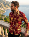 Herren 3D-Hemd mit Blumenmuster – Stretch-Slim-Fit Urban Hemd mit Revers