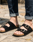 Men's Microfiber Leather Sandals – Ergonomic Arch Support Slip-On