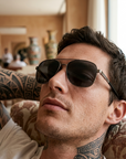 Men's Titanium Alloy Pilot Aviator Sunglasses UV400 HD Glass