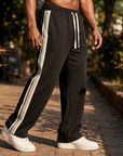 Men's Casual Wide-Leg Trousers — Fleece-Lined Drawstring Pants