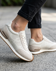 Women's First Layer Cowhide White Sneakers - Lace-Up, Flat