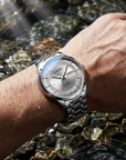 Herren-Automatik-Uhr, ultraflach – 39mm Edelstahl, Doppelte Kalenderanzeige & 50M wasserdicht