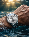 Herren-Automatik-Uhr, ultraflach – 39mm Edelstahl, Doppelte Kalenderanzeige & 50M wasserdicht
