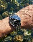 Herren-Automatik-Uhr, ultraflach – 39mm Edelstahl, Doppelte Kalenderanzeige & 50M wasserdicht