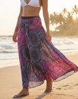 Damen Strandrock aus 100 % Viskose – wandelbarer A-Linien-Wickelrock mit Blumenmuster und hoher Taille, leichtem Urlaubsstil und vielseitigen Tragemöglichkeiten
