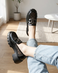 Atmungsaktive Slip-On-Loafer mit Plateauabsatz