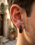 Men's Geometric Square Hoop Zircon Pair of Earrings