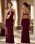 Women's Elegant Halter Deep V Backless Fishtail Maxi Dress