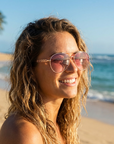 Damen Polarisierte Piloten-Sonnenbrille mit Kette – UV400 Metallrahmen Aviator-Brille mit CR39 Gläsern