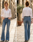 Women's Flared Denim Jeans – Low Waist Micro-Flare Slim Fit