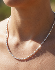 Women's Geometric Ingot Chain Necklace – Silver Plated Retro Style