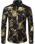 Herren 3D-Hemd mit Blumenmuster – Stretch-Slim-Fit Urban Hemd mit Revers
