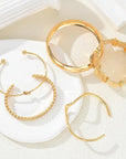 Women's Minimalist Bracelet Set – 5-Piece Wavy Knot Geometric Circle and Open Bangle Layering Set