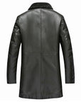 Herren Lammfellgefütterte Echtlederjacke – Wildleder-Mid-Length-Jacke mit Reißverschluss und Reverskragen
