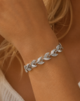 Women's Willow Leaf Diamond Cuban Chain Necklace & Bracelet Set