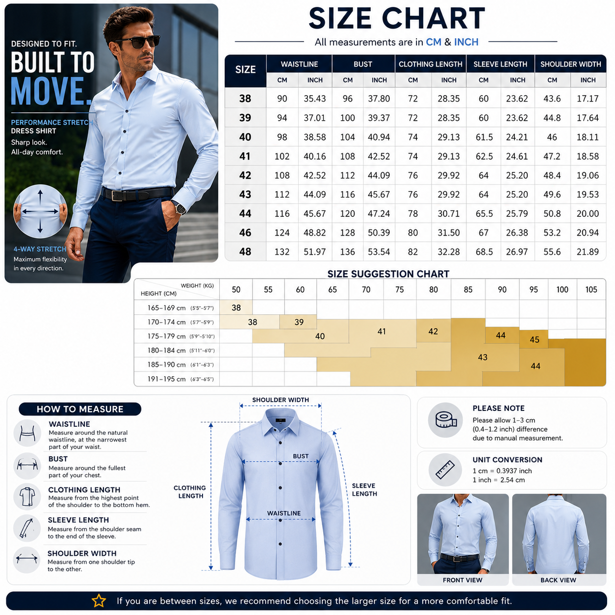 men's long sleeve dress shirt size chart Hisdern Men's Stretch Wrinkle-Resistant Dress Shirts Long Sleeve Green for Work 3XL