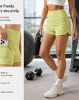 Women's High Waisted Running Fitness Shorts – Two-in-One Anti-Exposure Design
