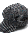 Verstellbare Damen-Baskenmütze aus Wolle mit Schottenmuster – Klassische Tartan-Achteckige Malermütze mit faltbarem Design